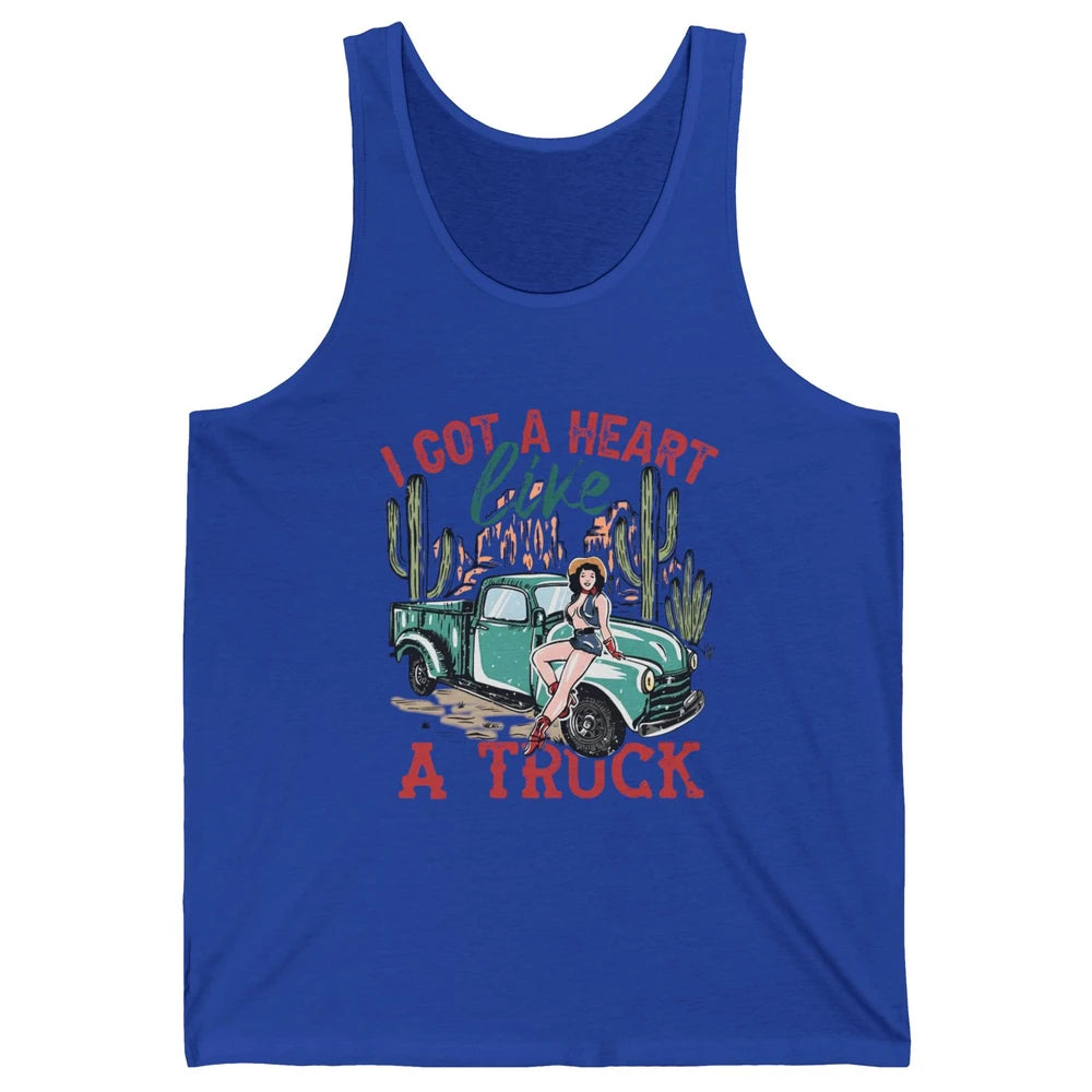 Retro Desert Cowgirl Got A Heart Like Truck Western Country Unisex Jersey Tank