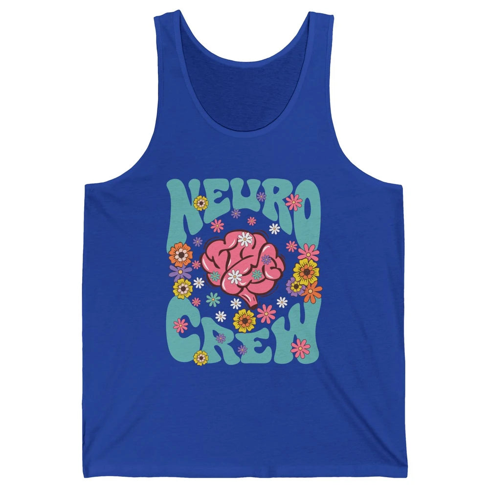 Retro Floral Neuro Crew Nurse Life Neurologist Neuroscience Unisex Jersey Tank