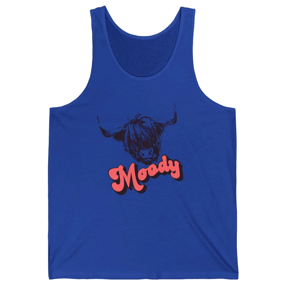 Retro Highland Heifer Moody Southern Cow Head Western Heifer Unisex Jersey Tank