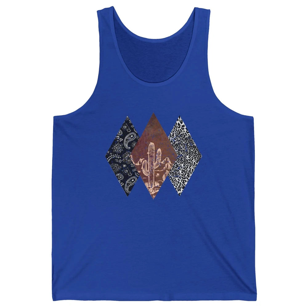 Retro Leopard Desert Cactus Sunset Western Country Cowgirl Unisex Jersey Tank
