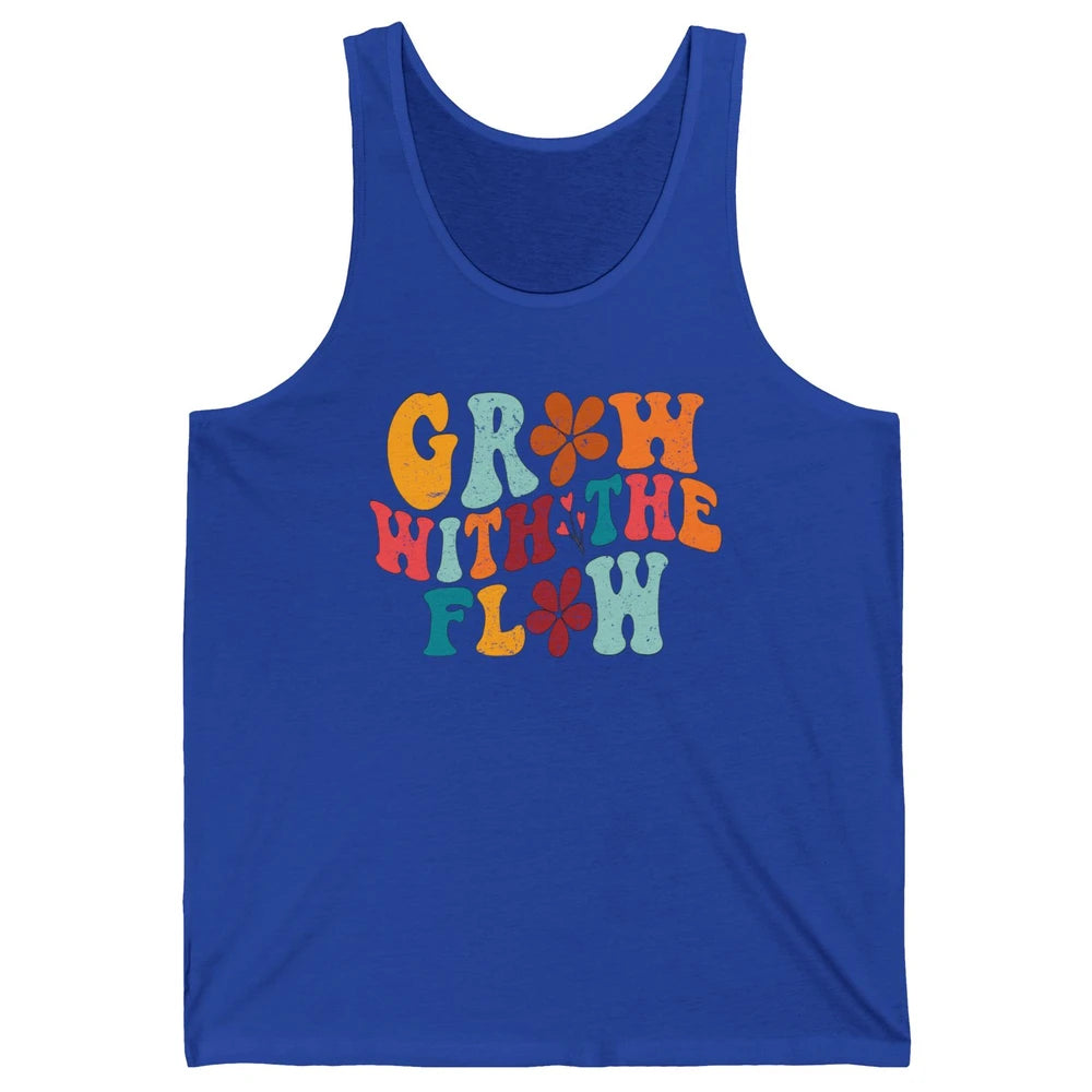 Retro Flower Grow With The Flow Summer Vintage Positive Life Unisex Jersey Tank