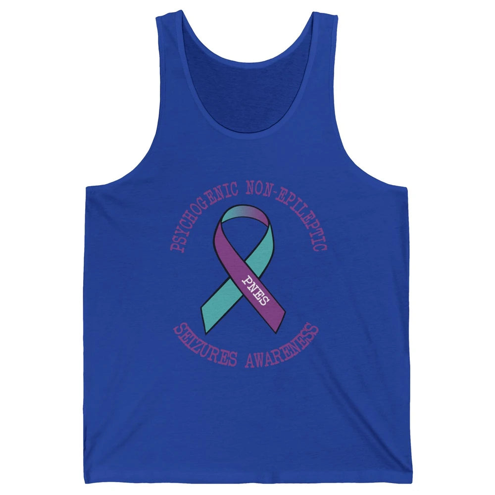 Psychogenic Non-epileptic Seizures PNES Purple Teal Ribbon Unisex Jersey Tank