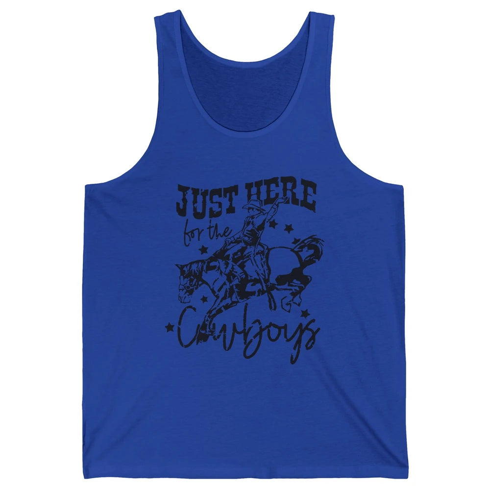 Retro Just Here For The Cowboys  Western Country Cowgirl Unisex Jersey Tank