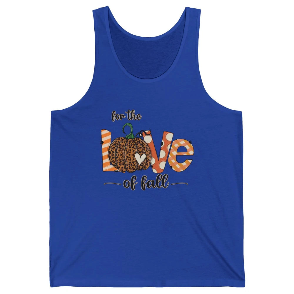 Retro Love Fall Y'All Leopard Pumpkin Heart Halloween Fall Unisex Jersey Tank