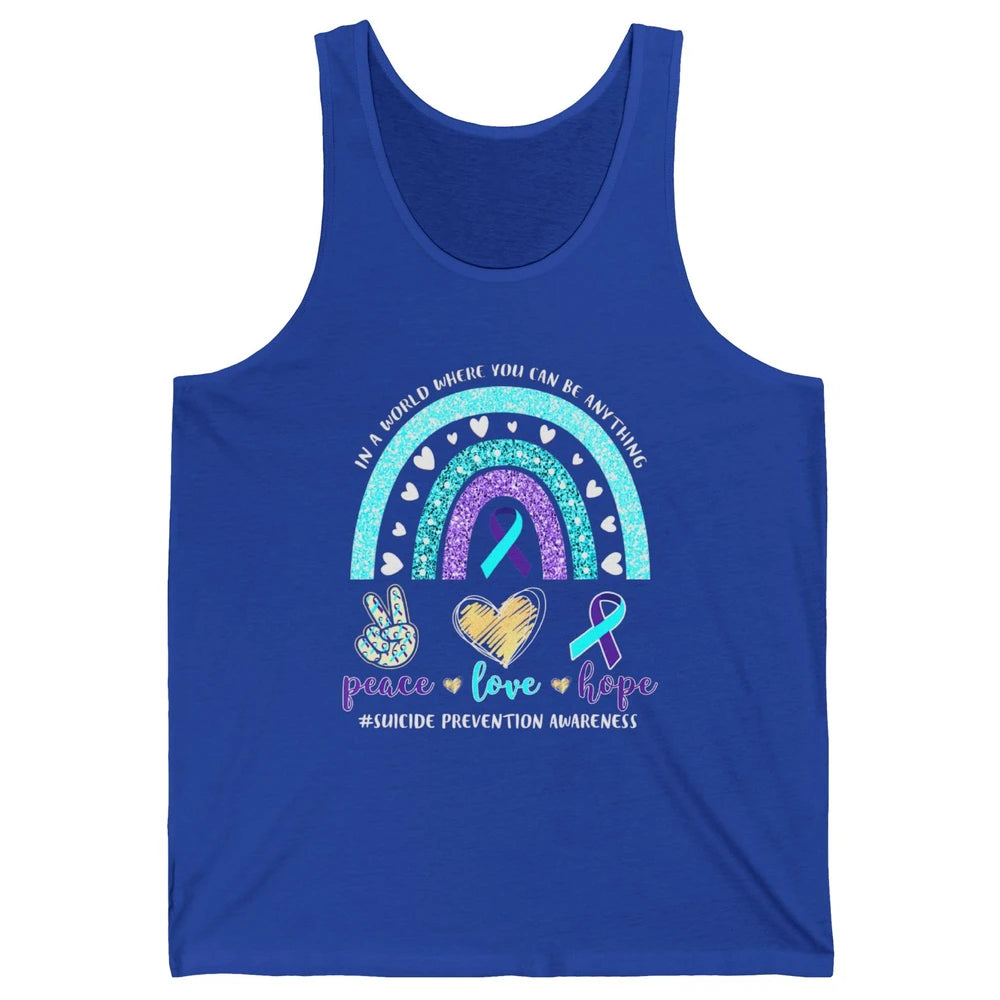 Peace Hope Love Rainbow Suicide Prevention Awareness Month Unisex Jersey Tank