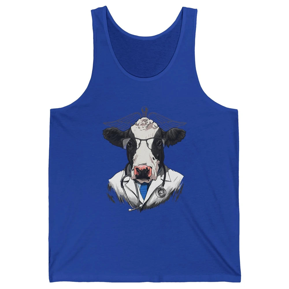 Funny Cow Vet Doctor Physician Surgeon Vet Tech Veterinarian Unisex Jersey Tank