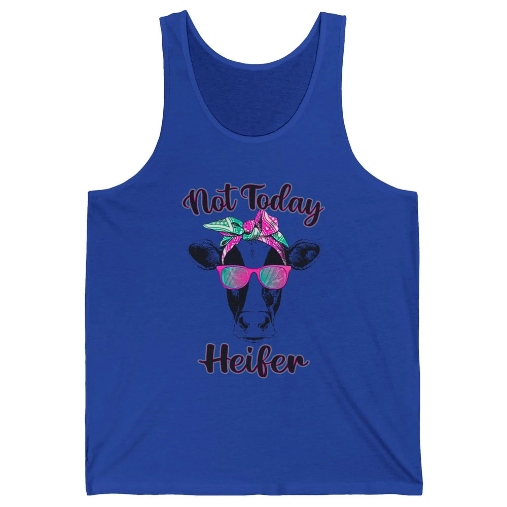 Not Today Heifer Funny Cow With Glasses Bandana Heifer Lover Unisex Jersey Tank