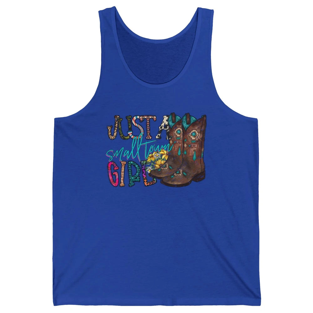 Retro Cowgirl Boots Just A Small Town Girl Western Country Unisex Jersey Tank