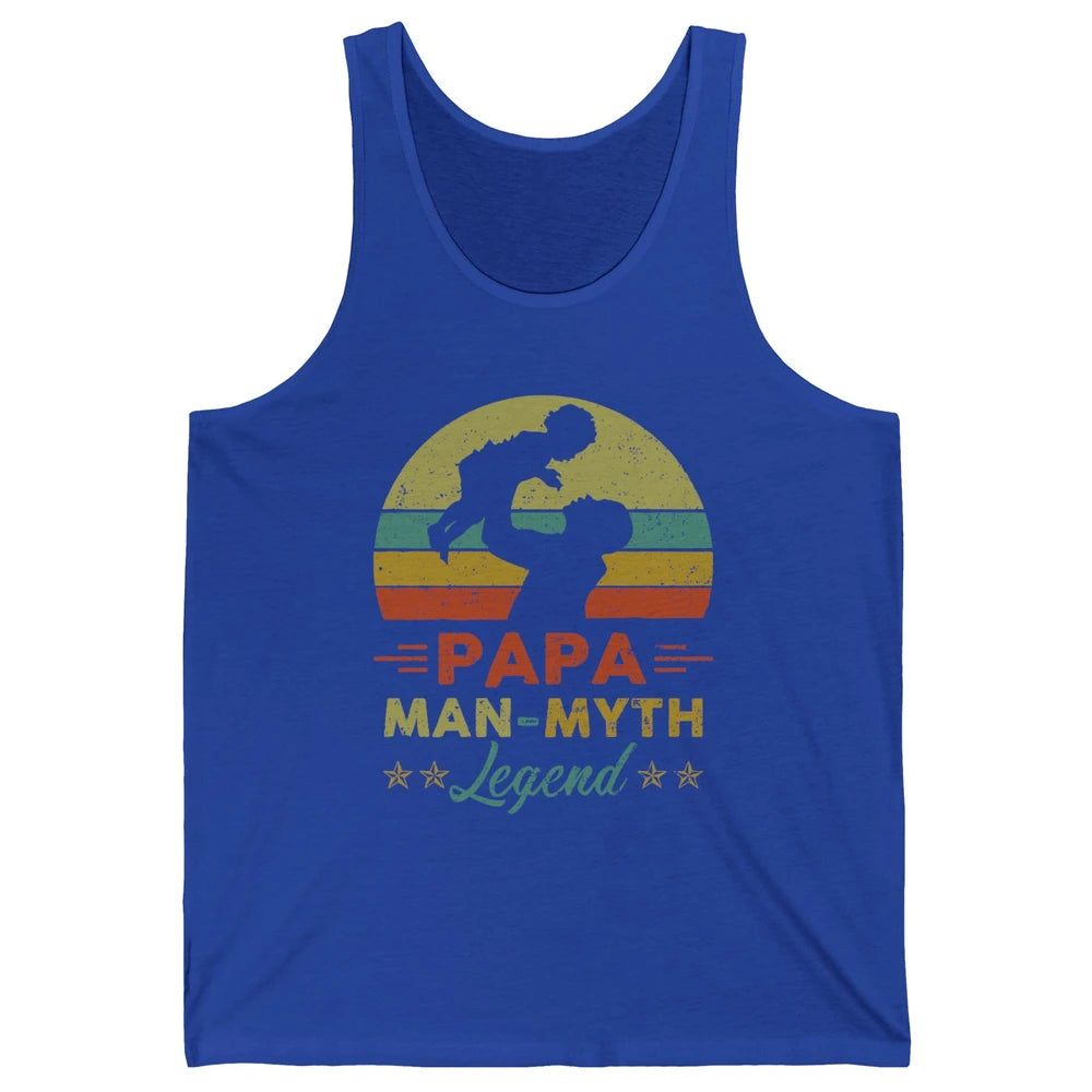 Papa Man Myth Legend Fathers Day Vintage Unisex Jersey Tank