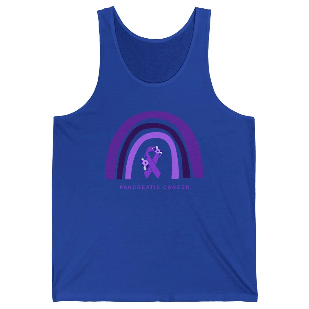 Pancreatic Cancer Awareness Floral Purple Ribbon Rainbow Unisex Jersey Tank