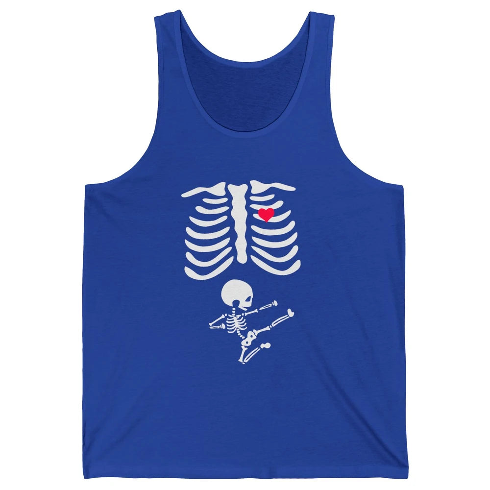 Pregnant Halloween Skeleton Naughty Baby Boy Pumpkin Costume Unisex Jersey Tank