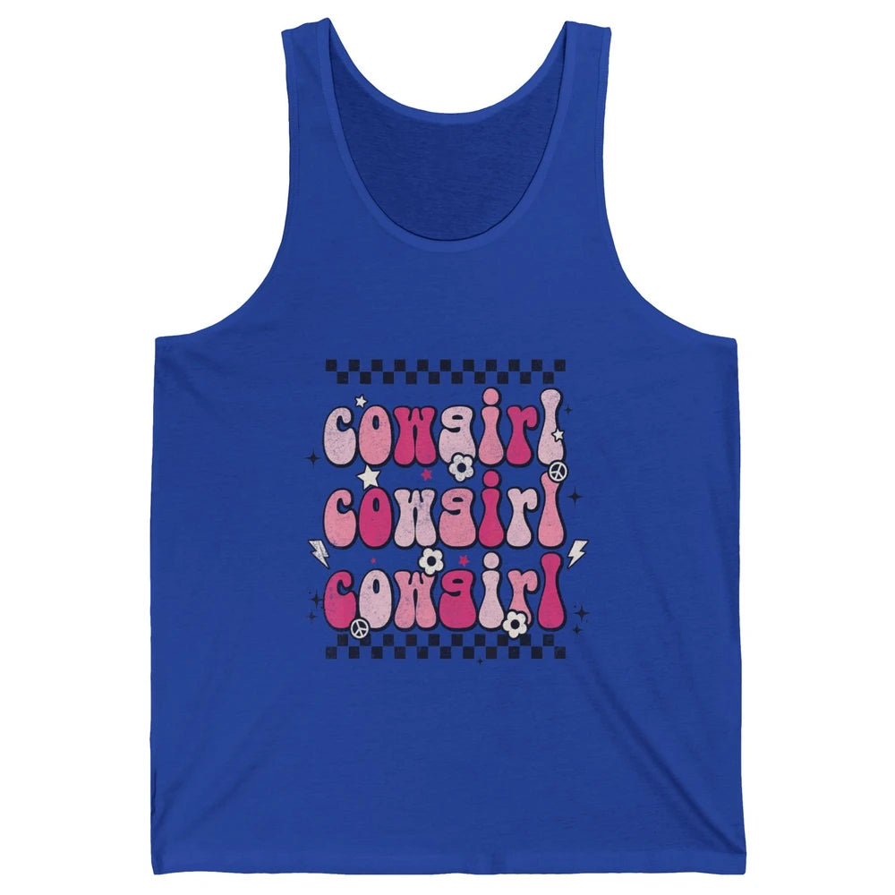 Retro Cowgirl Boho Rodeo Howdy Cowboy Texas Western Country Unisex Jersey Tank