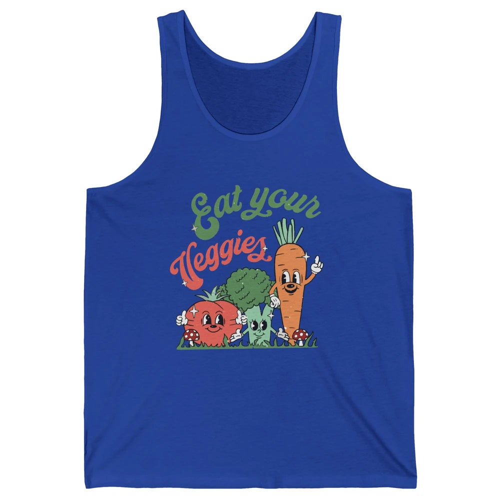 Retro Farm Fruit Eat Your Veggies Tomato Carrot Vegan Farmer Unisex Jersey Tank
