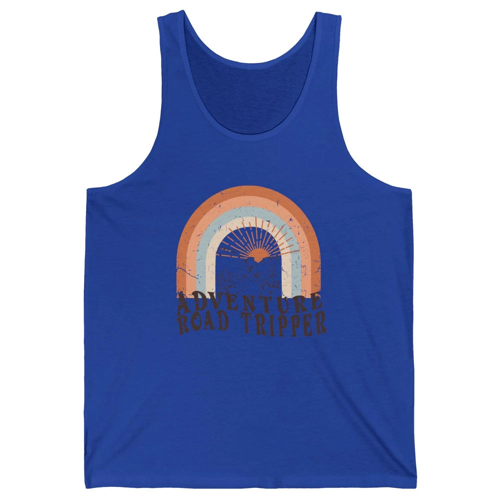 Retro Desert Sunrise Rainbow Adventure Road Tripper Western Unisex Jersey Tank