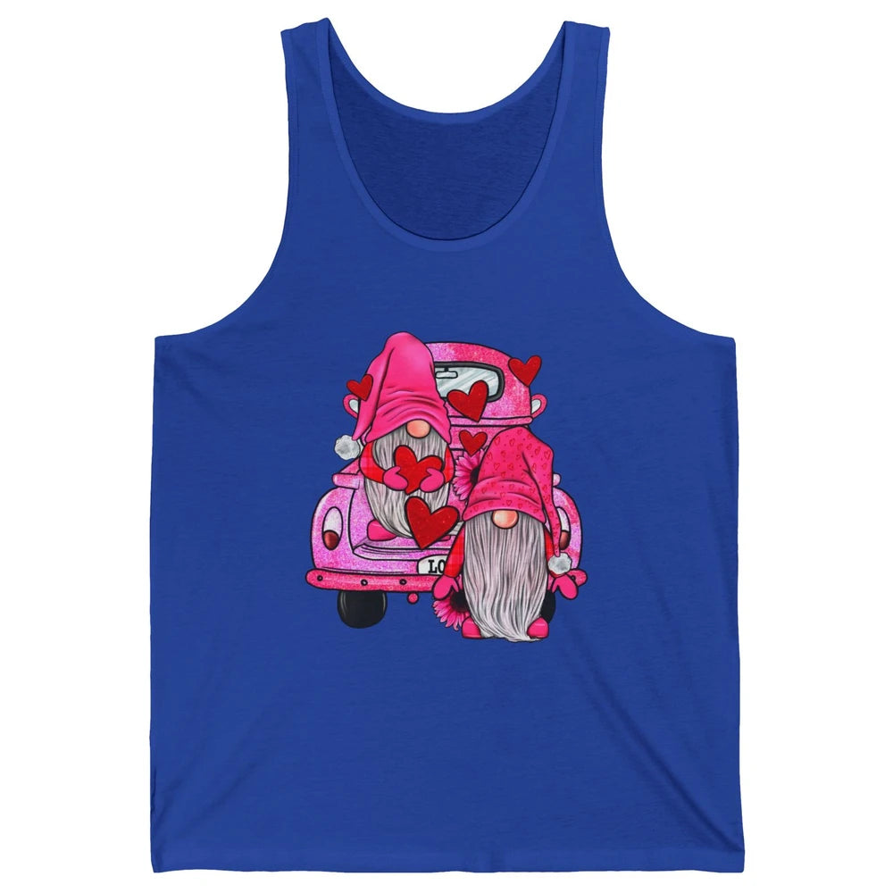 Pink Gnomes Truck Valentines Loads Of Love Western Valentine Unisex Jersey Tank