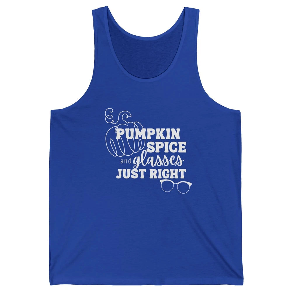 Optometrist Pumpkin Spice Glasses Just Right Optician Fall Unisex Jersey Tank