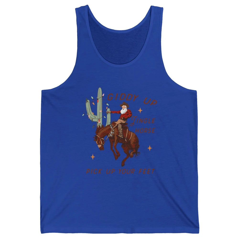 Cowboy Santa Horsing Giddy Up Jingle Horse Christmas Cactus Unisex Jersey Tank