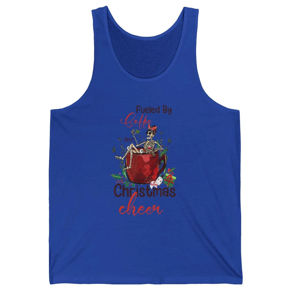 Merry Christmas Skeleton Drink Fueled By Coffee Xmas Latte Unisex Jersey Tank