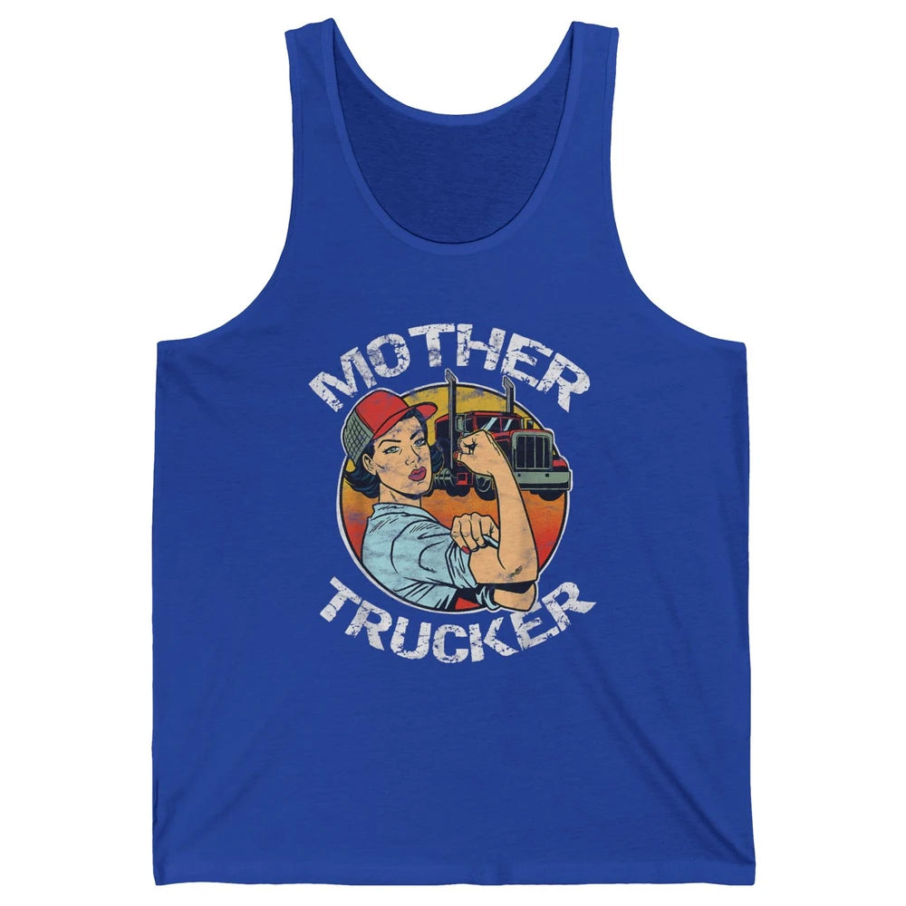 Retro Mother Trucker Truck Driver Mom Life Mothers Day Women Unisex Jersey Tank