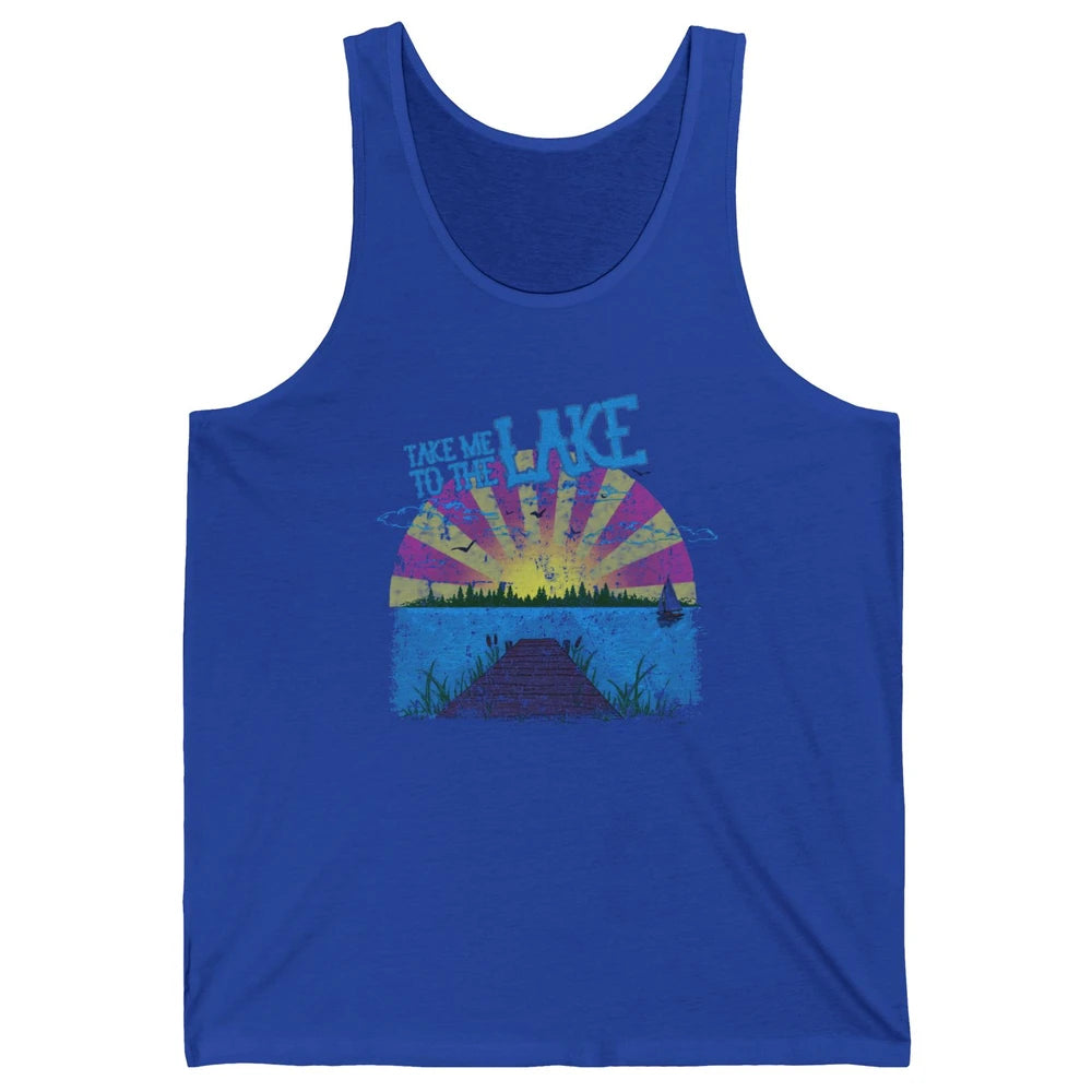 Retro Lake Life Take Me to the Lake Sunrise Summer Gift Unisex Jersey Tank