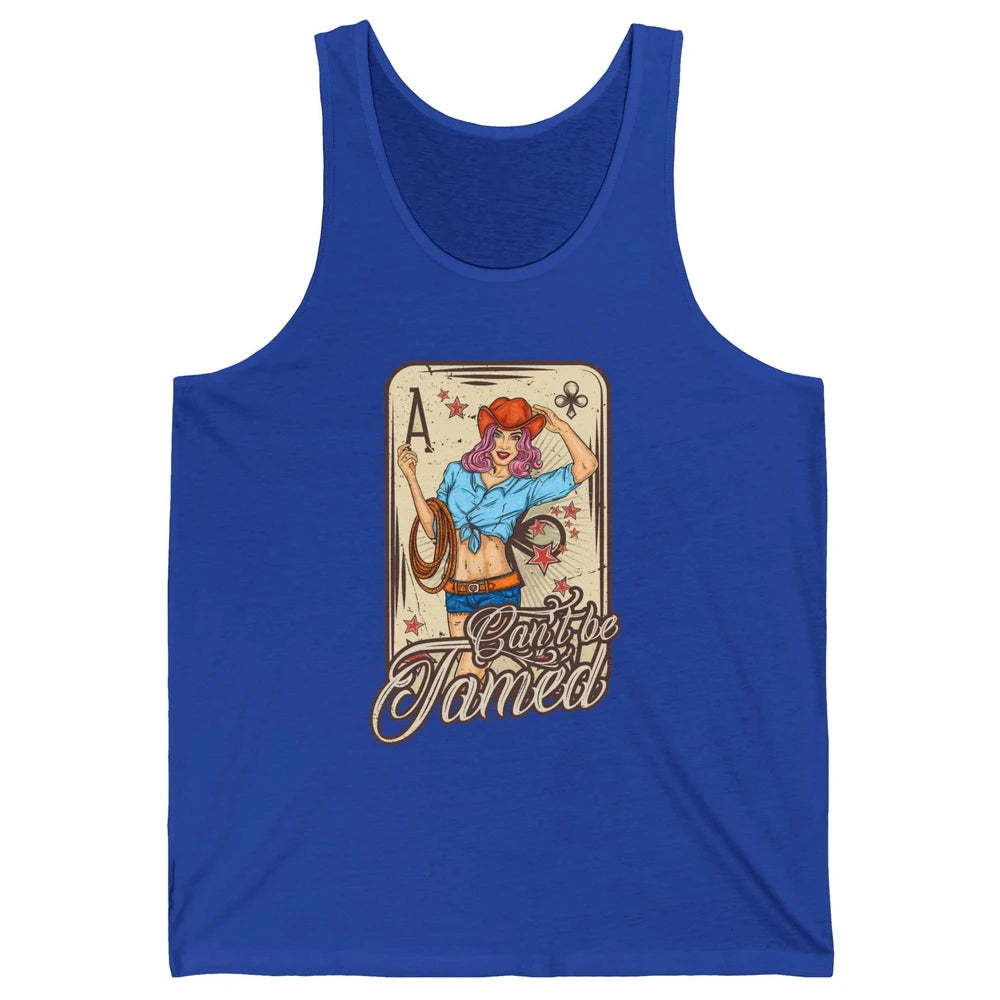 Retro Cowgirl Card Can't Be Tamed Western Country Midwest Unisex Jersey Tank
