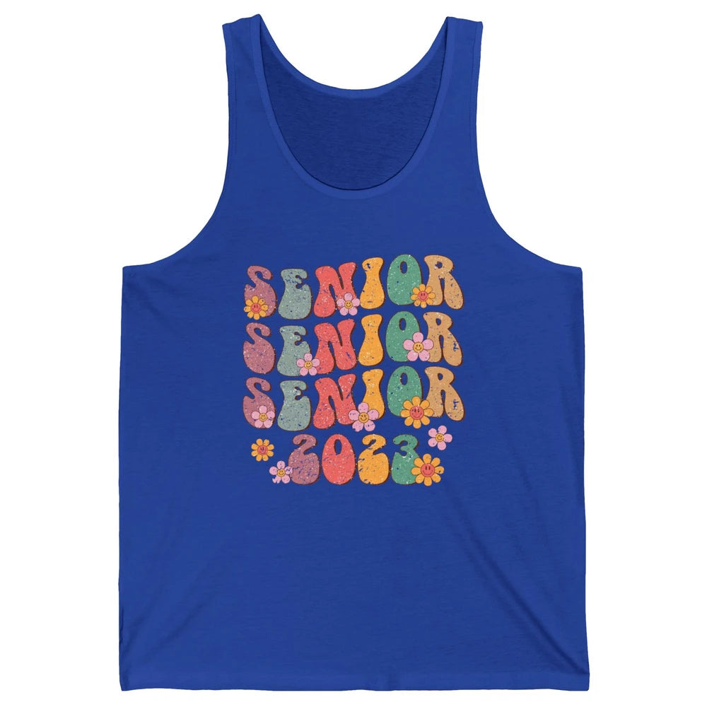 Retro Groovy Daisy Senior 2023 Graduation Gift Class Of 2023 Unisex Jersey Tank
