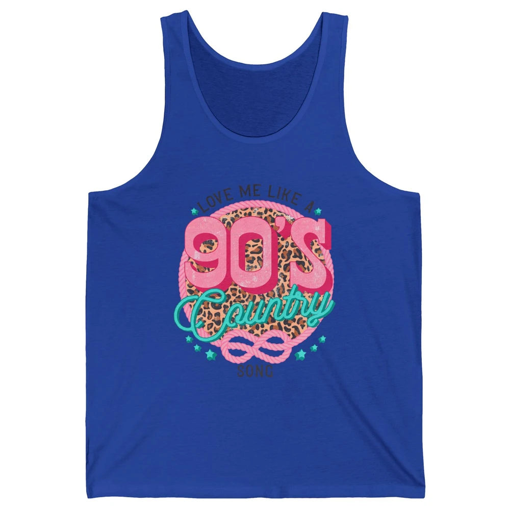 Retro Leopard Love Me Like 90s Country Song Western Cowgirl Unisex Jersey Tank