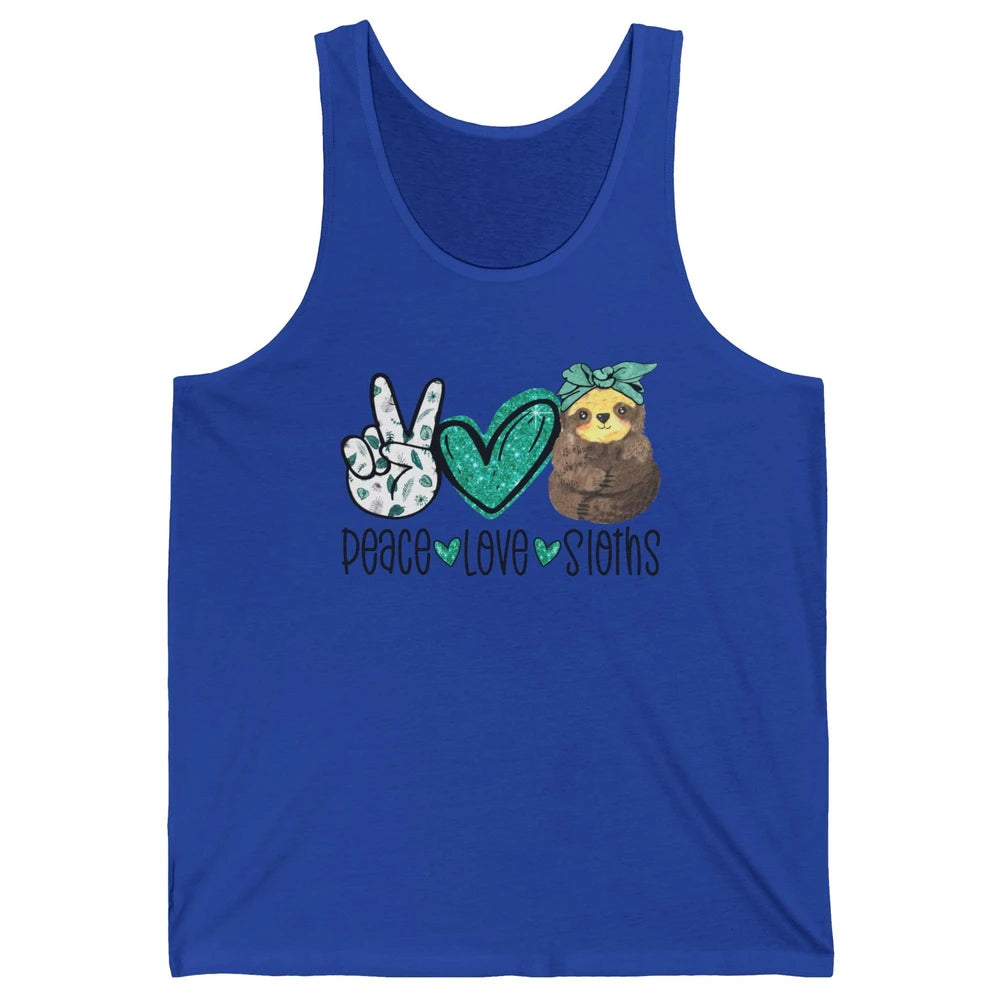 Peace Love Sloths Cute Baby Sloth With Bandana Sloth Lovers Unisex Jersey Tank
