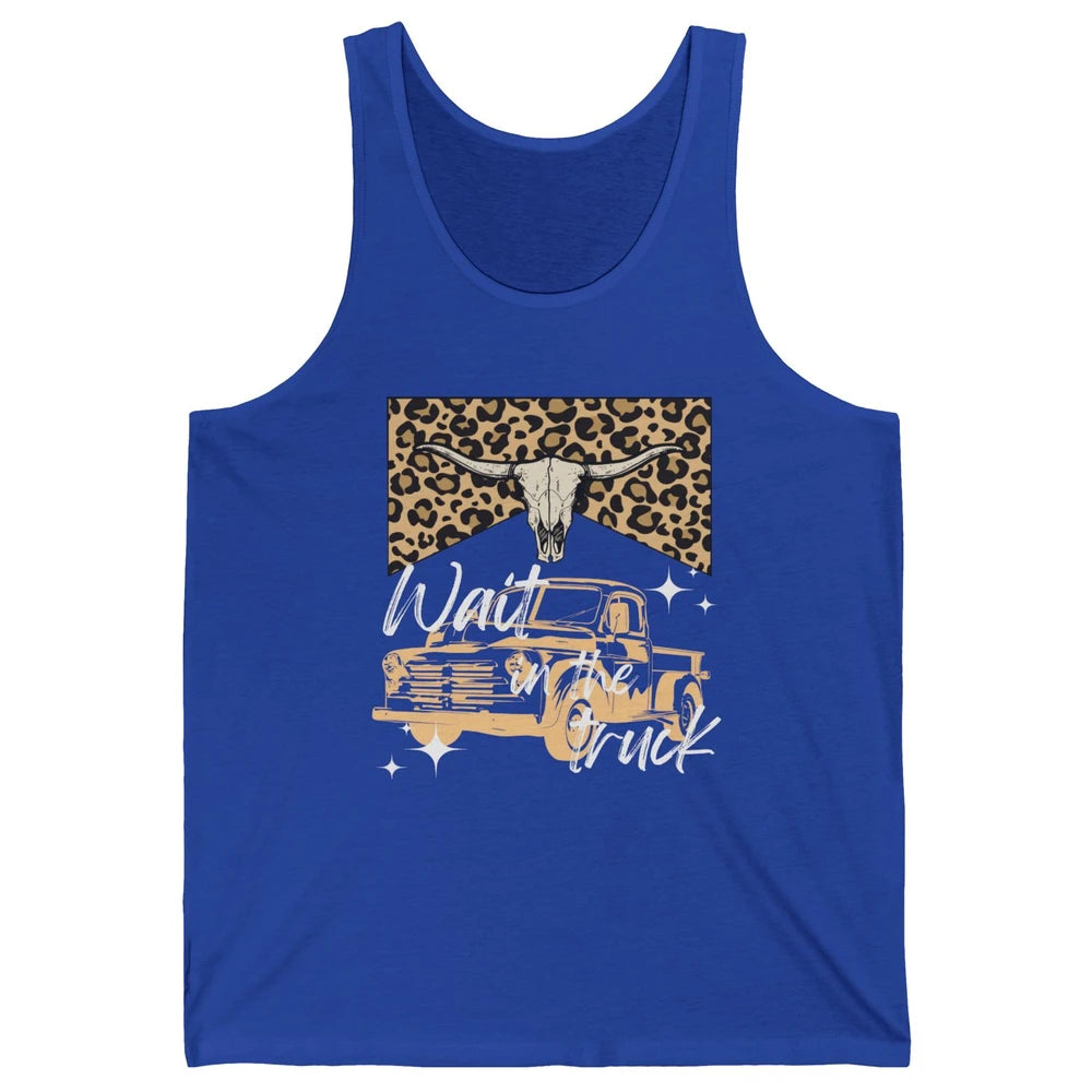 Retro Leopard Bull Skull Wait In The Truck Western Country Unisex Jersey Tank