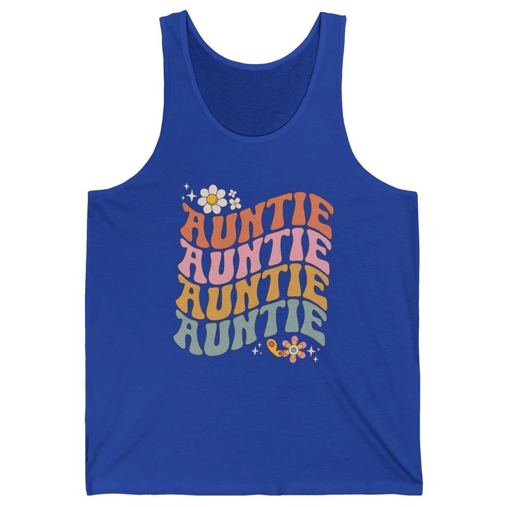Retro Auntie Hippie Groovy Pregnancy Reveal Positive Mind Unisex Jersey Tank