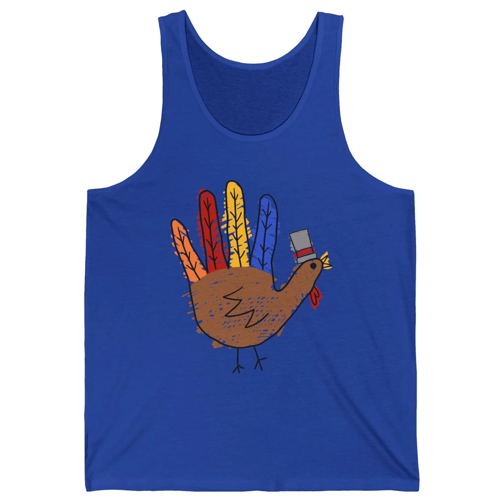 Thanksgiving Hand Turkey Funny Thanksgiving Teacher Thankful Unisex Jersey Tank