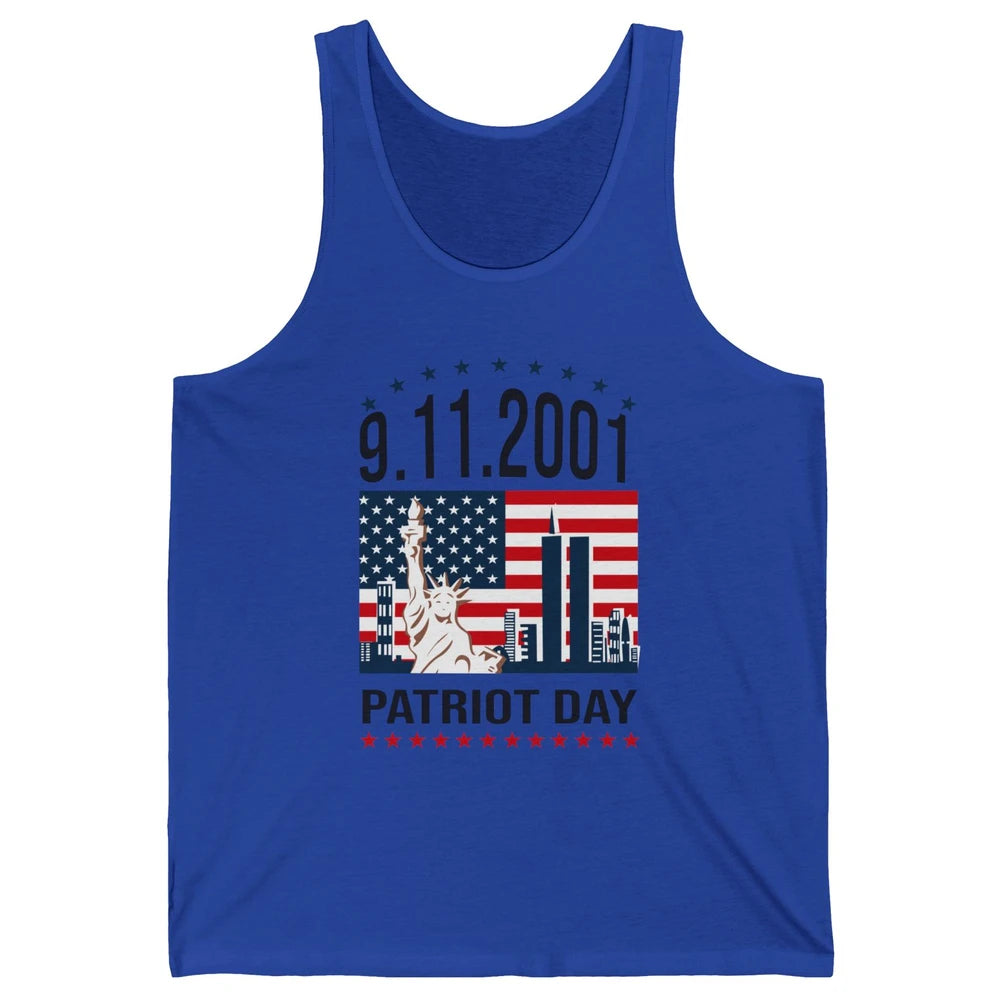 Never Forget 9-11-2001 American Flag Patriotic Memorial Day Unisex Jersey Tank
