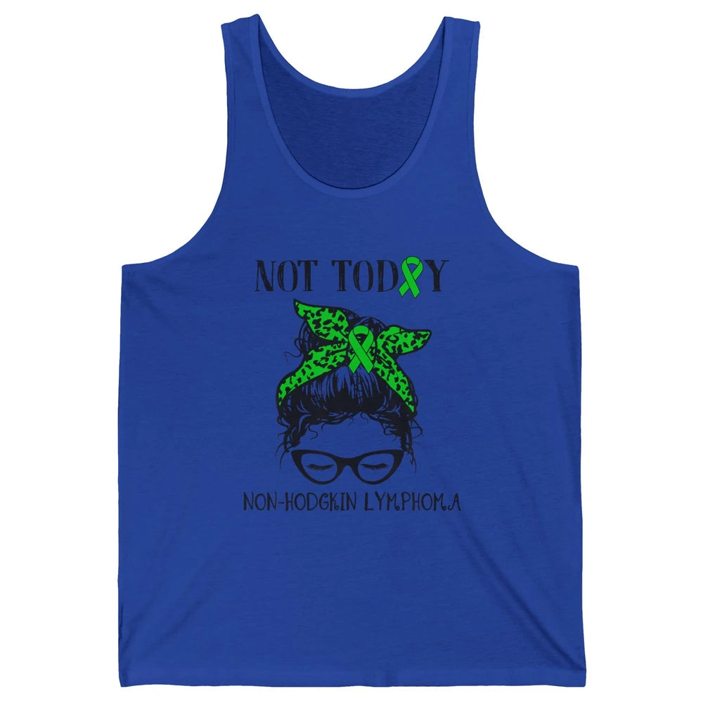 Non-Hodgkin Lymphoma Cancer Warrior Messy Hair Leopard Green Unisex Jersey Tank