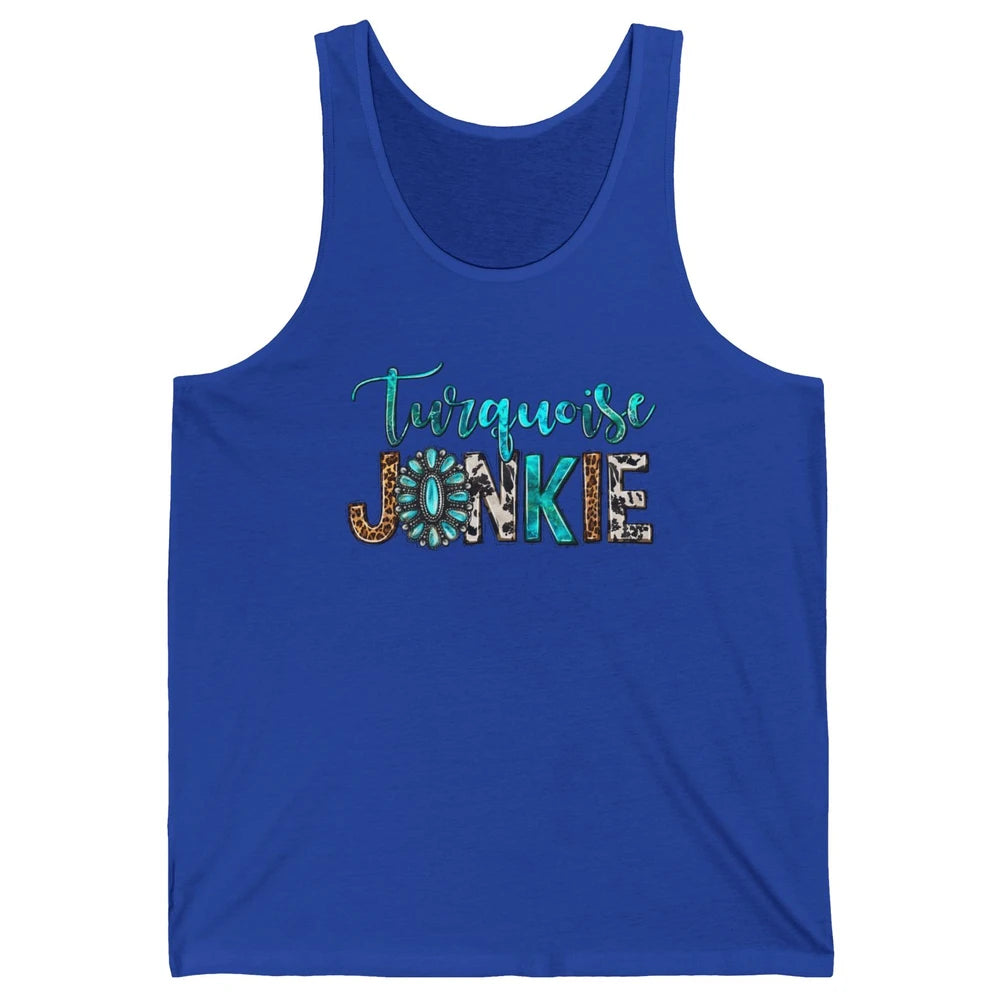 Retro Leopard Turquoise Junkie Gemstone Western Country Unisex Jersey Tank