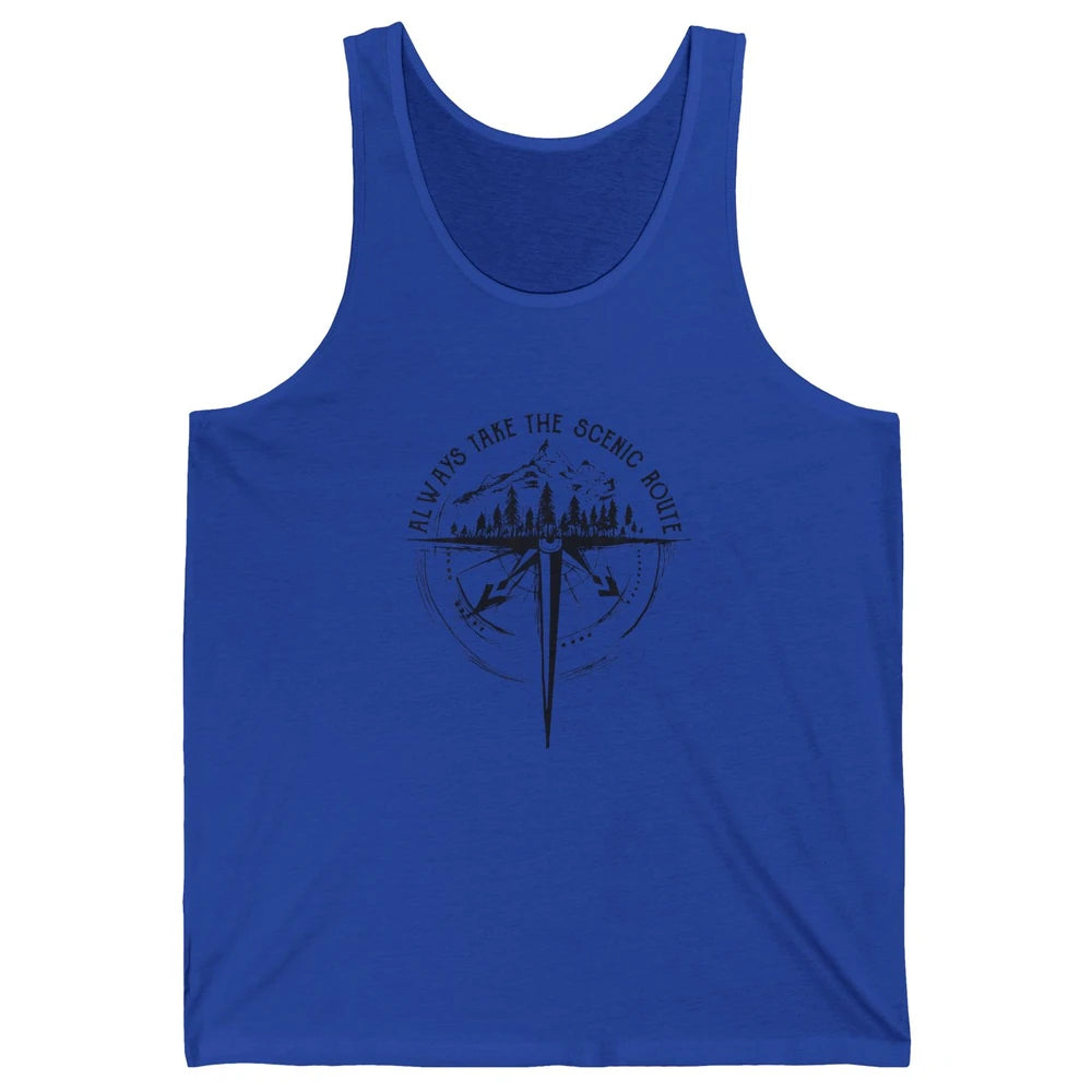 Outdoor Hiking Always Take Scenic Route Hiker Vintage Camp Unisex Jersey Tank