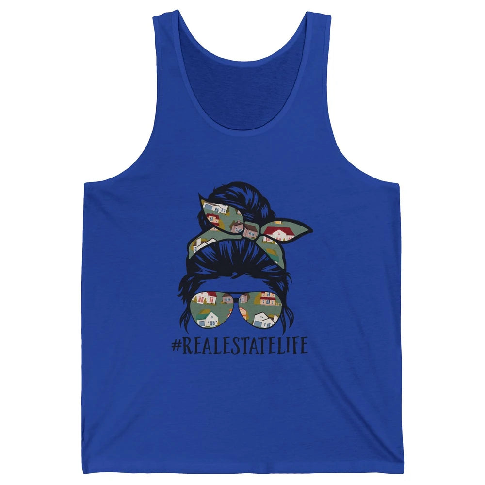 Real Estate Wife Life Messy Bun Mom Realtor Women Close Deal Unisex Jersey Tank