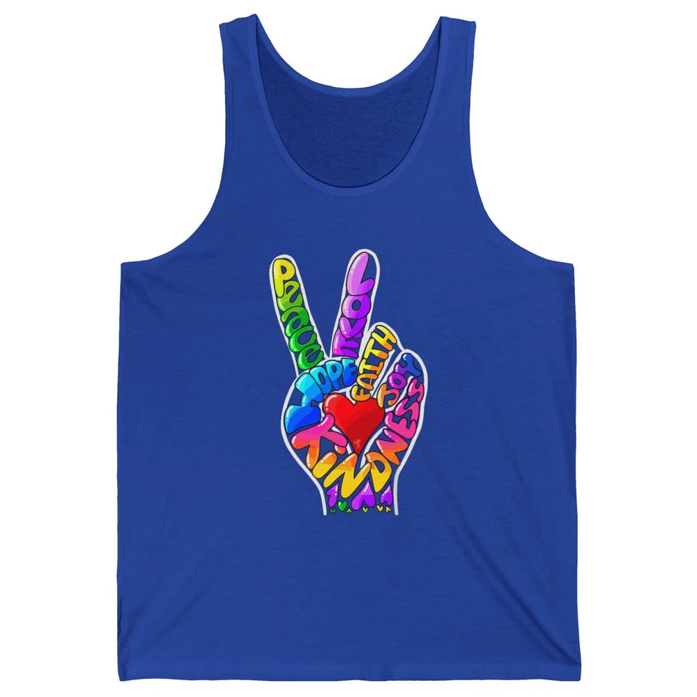 Peace Love Hope Joy Faith Kindness Word Christian Religious Unisex Jersey Tank