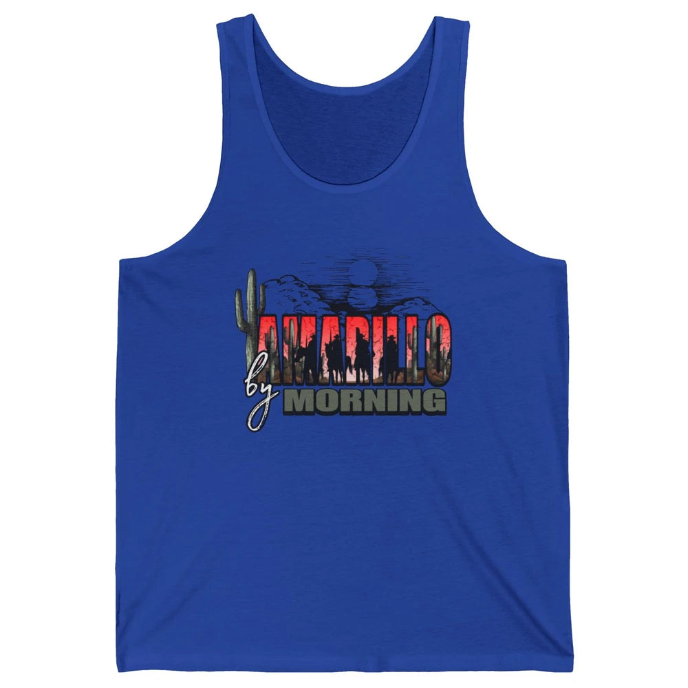 Retro Desert Sunset Amarillo By Morning Western Cowboy Unisex Jersey Tank