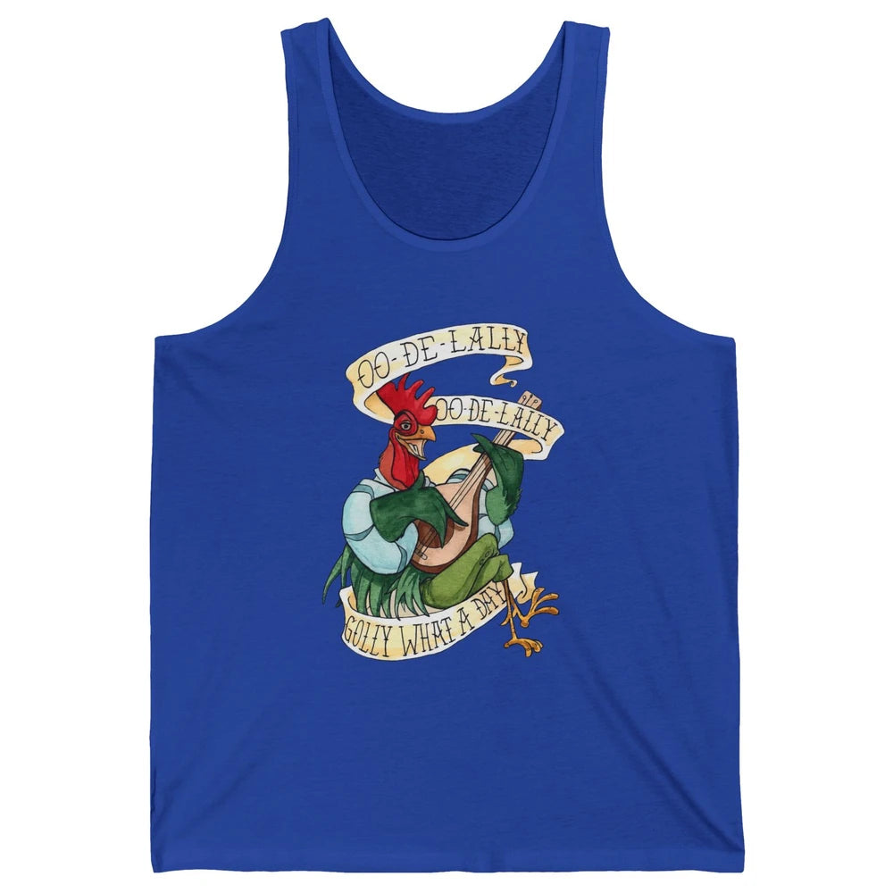 Funny Chicken Rooster Play Banjo What A Day Musician Rooster Unisex Jersey Tank