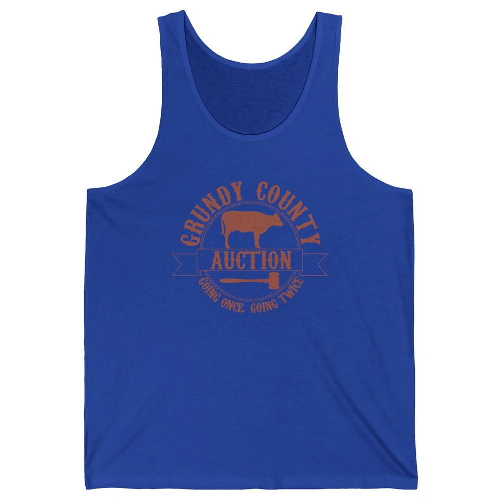 Retro Cow Cattle Grundy County Auction Western Country Farm Unisex Jersey Tank