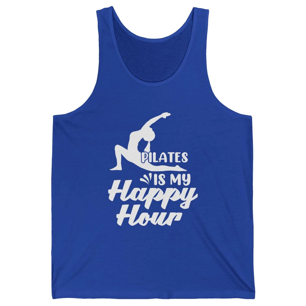 Retro Pilates Is my Happy Hour Great Woman Workout Fitness Unisex Jersey Tank