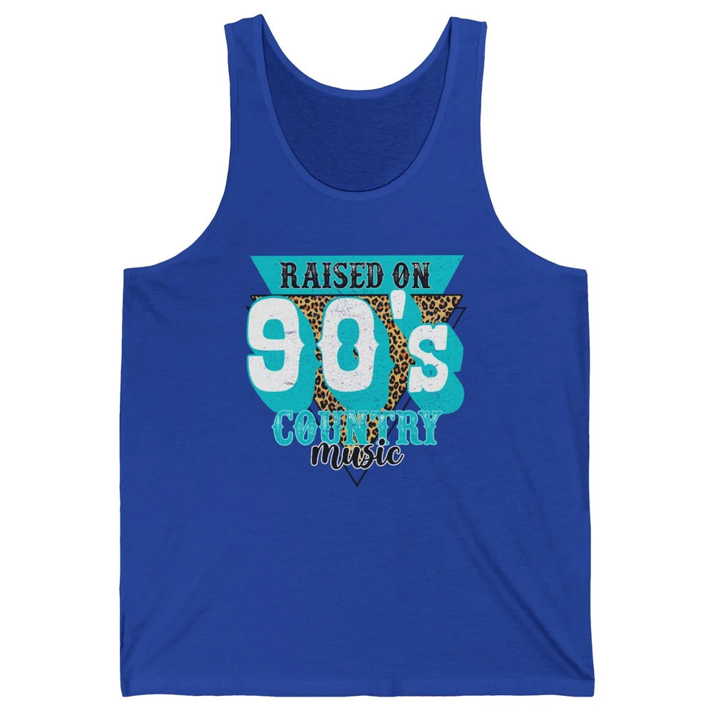 Retro Leopard Raised On 90s Country Music Western Cowgirl Unisex Jersey Tank