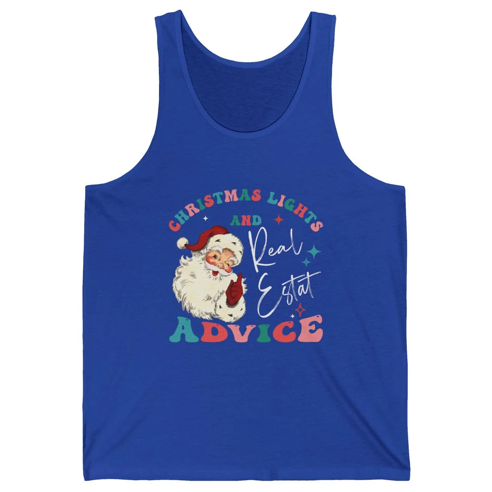 Merry Christmas Xmas Lights Santa Realtor Real Estate Advice Unisex Jersey Tank
