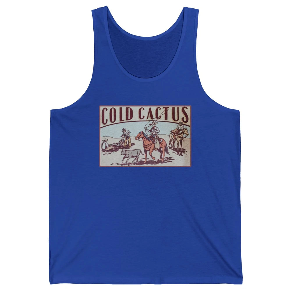 Retro Cowboy Horseback Rider Cold Cactus Western Country Unisex Jersey Tank