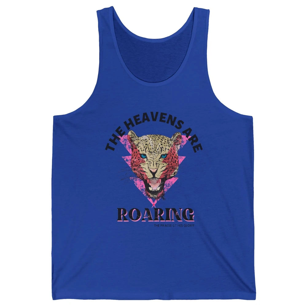 Retro Lion Heavens Are Roaring Bible Lightning Bolt Leopard Unisex Jersey Tank