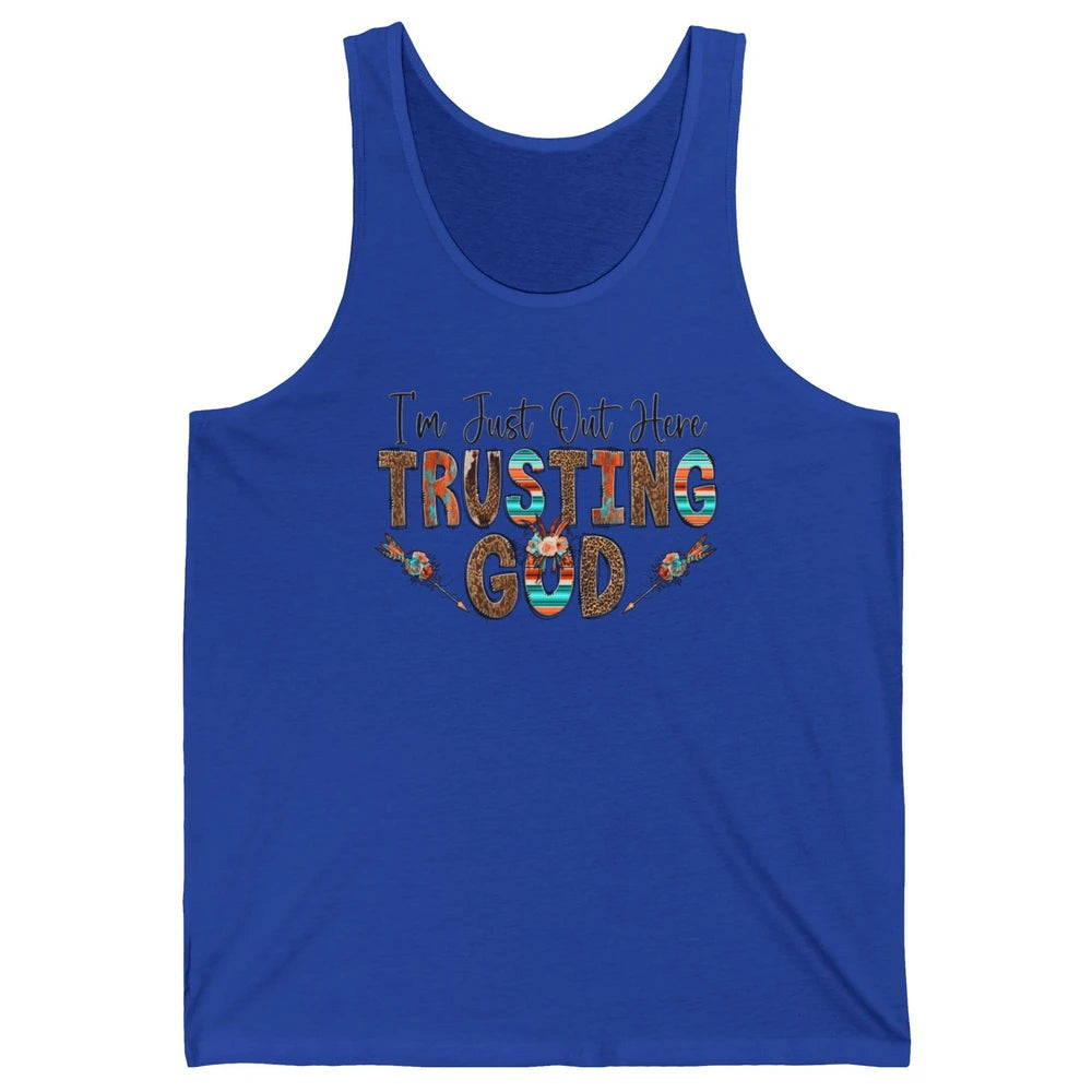 Out Here Trusting God Jesus Religion Christian Floral Bible Unisex Jersey Tank
