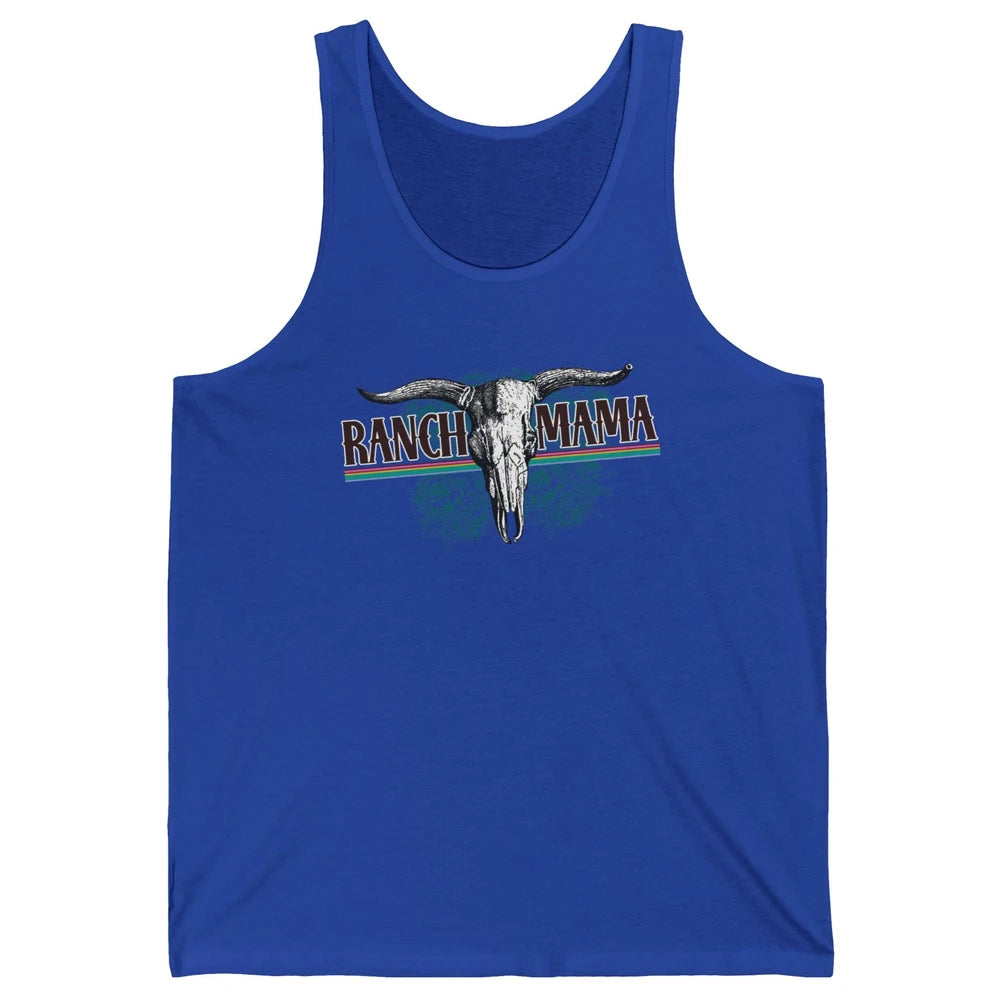 Retro Ranch Mama Highland Cow Skull Western Country Cowboy Unisex Jersey Tank