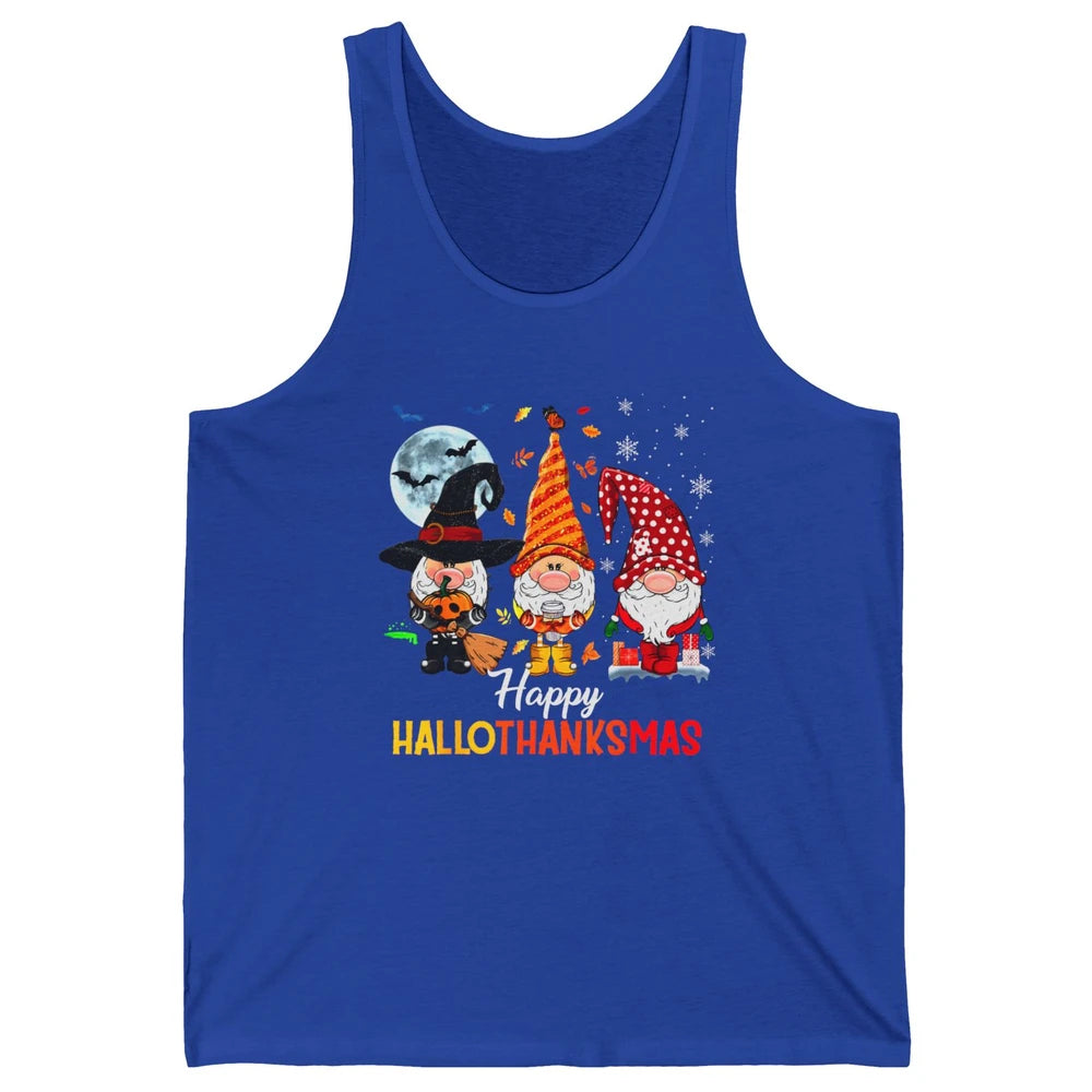 Funny Pumpkin Gnomes Hallo-thank-mas Thanksgiving Christmas Unisex Jersey Tank
