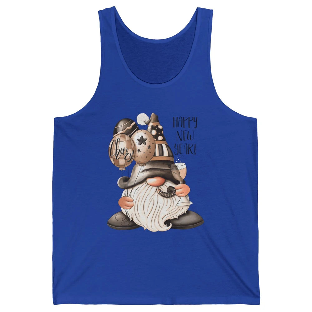 Happy New Year Gnome Champagne New Year Eve Cheer Gnomies Unisex Jersey Tank