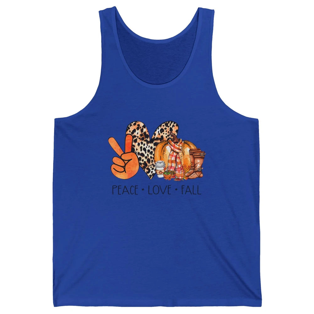 Peace Love Fall Pumpkin Spice Fall Halloween Thanksgiving Unisex Jersey Tank
